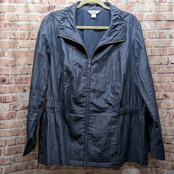 CJ Banks Dark Blue Shimmery  Zip-Up Jacket Size 2X - Picture 1 of 14